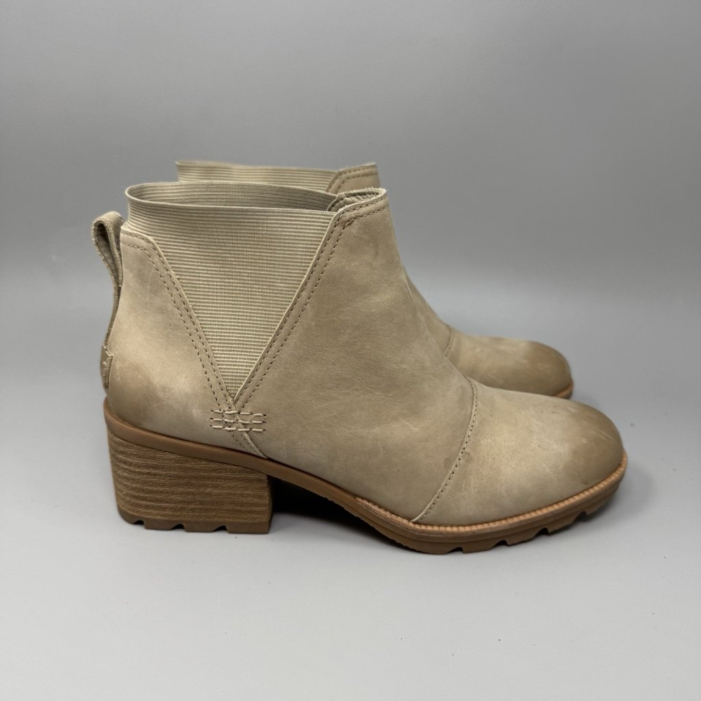 Sorel Cate Womens Size 9.5 Brown Nubuck Leather Lug Sole Chelsea Boots New